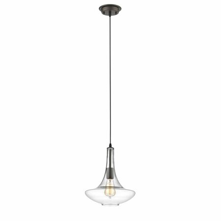 FEELTHEGLOW Leah Transitional 1 Light Rubbed Bronze Ceiling Mini Pendant - 10 in. FE2542660